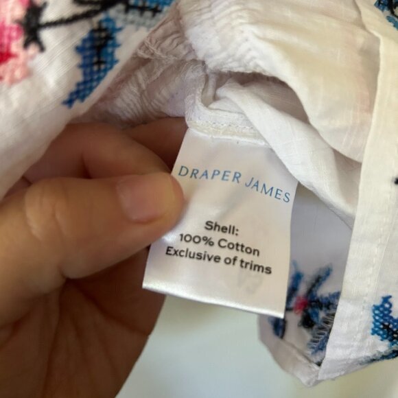 Draper James Camellia Top Womens Small Smocked Peplum Embroidered Square Neck - Picture 5 of 6